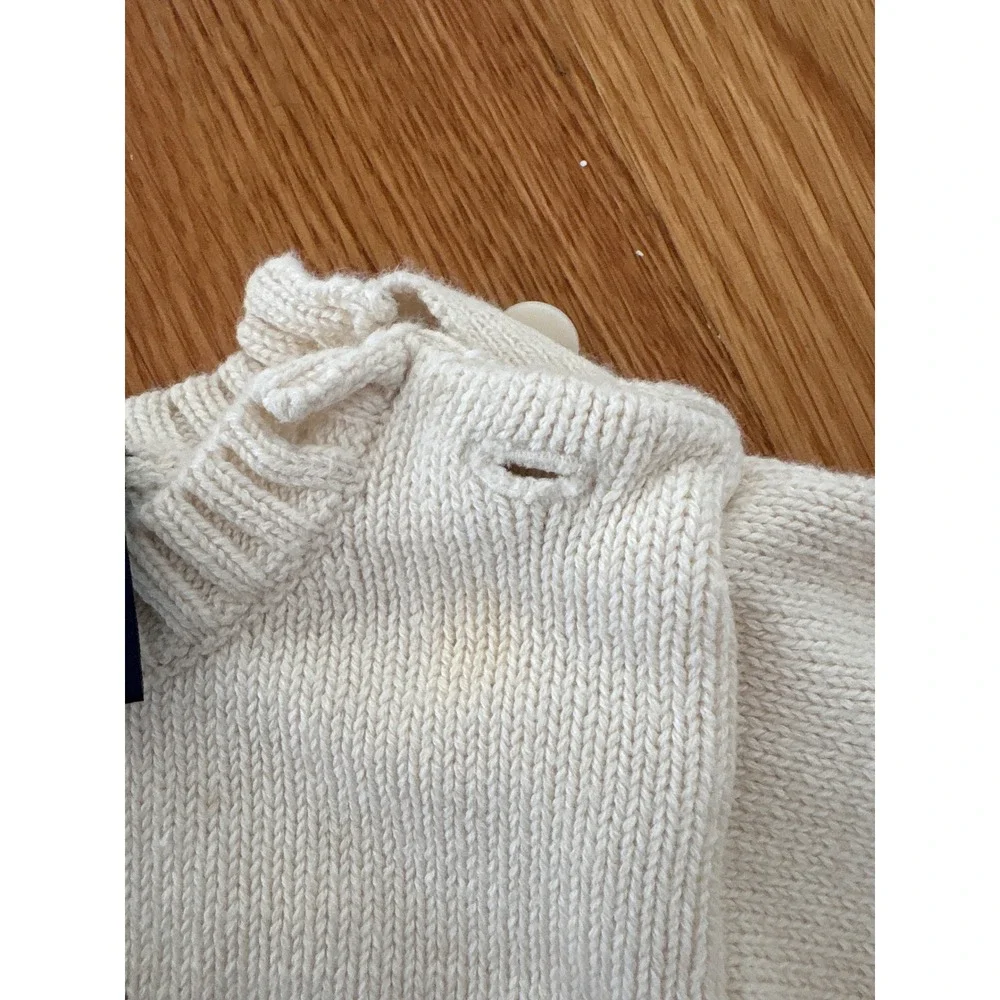 Ralph Lauren Baby Cream Cotton Terrier Dog Intarsia Sweater 9M 12M